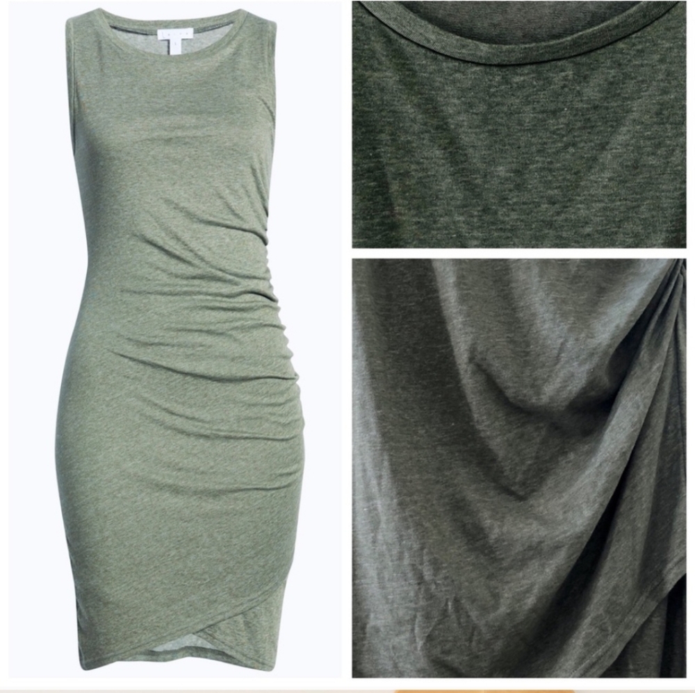 Green Asymmetrical Ruched Sheath Dress